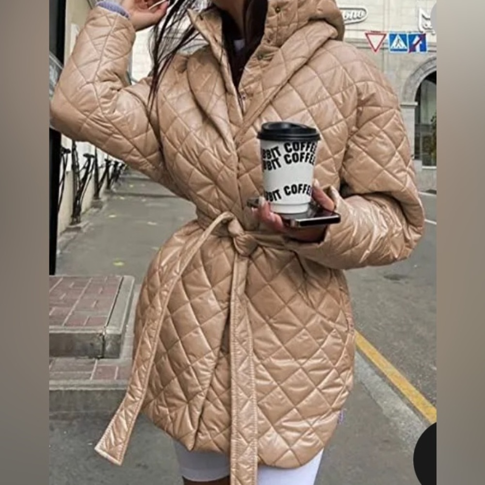 New BTFBM stylish gold puffer jacket, removable hood.  Pockets and rounder hems